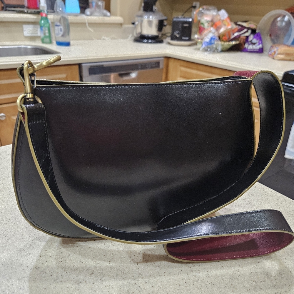 ARMANI EXCHANGE Black Leather Crossbody Handbag, SLEEK, Shiny Armani - Picture 6 of 6